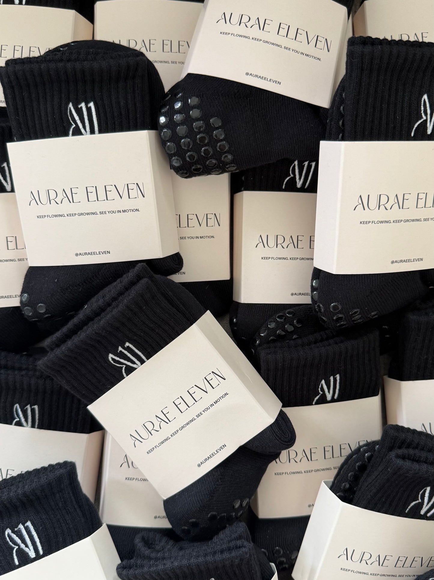 Aurae Eleven Black Grip Socks