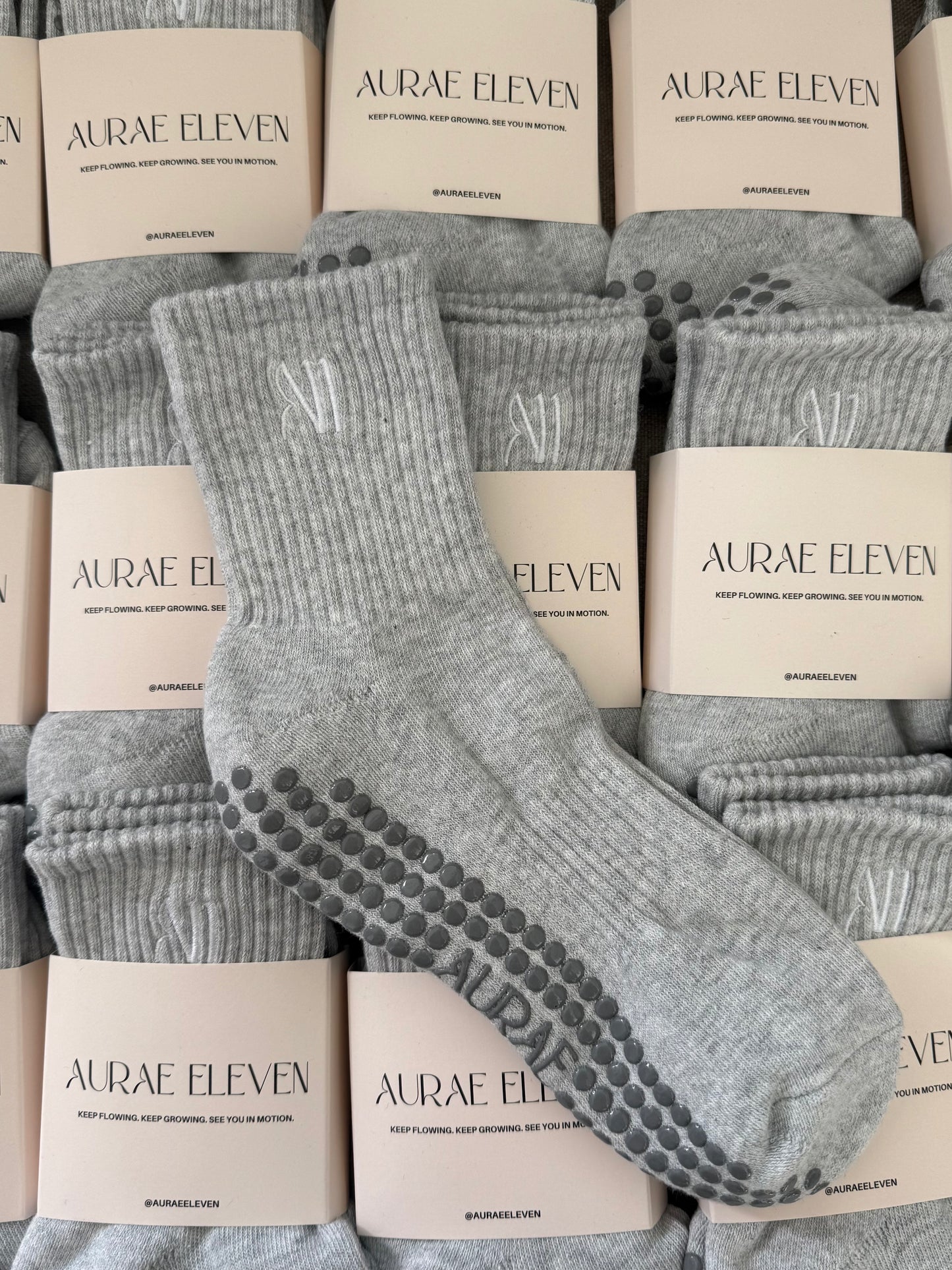 Aurae Eleven Grey Grip Socks